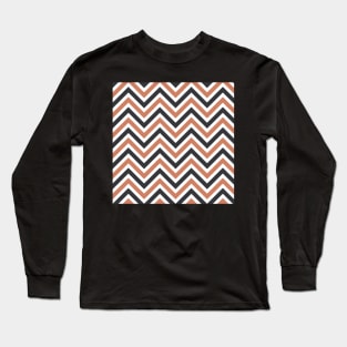 Salmon Dark Gray Wavy Lines Pattern Long Sleeve T-Shirt